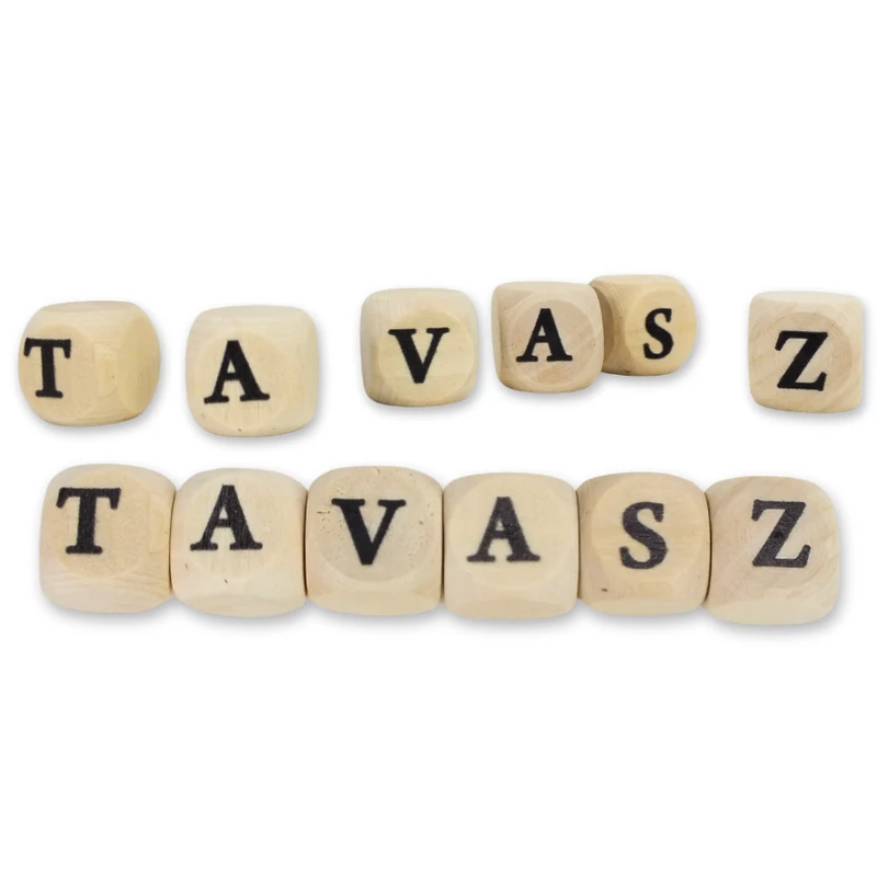Fa dobókocka natúr - TAVASZ felirattal 2 szett/csomag 