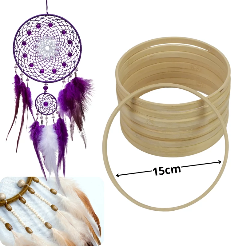 Fa karika álomfogóhoz, makraméhoz 15cm*1cm 10db/csomag