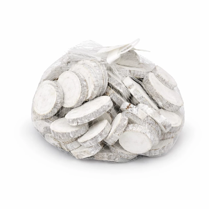 Fehér fakorongok 3-4cm 0,5kg/csomag - Kosárbolt.hu