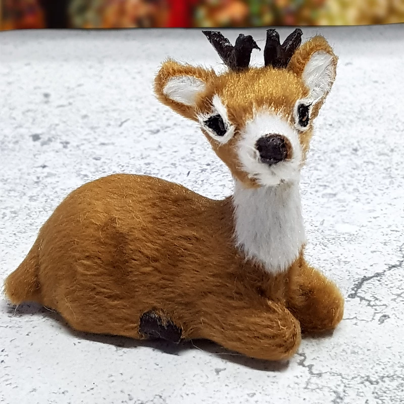 Őzike ülő aranybarna prémium 6cm