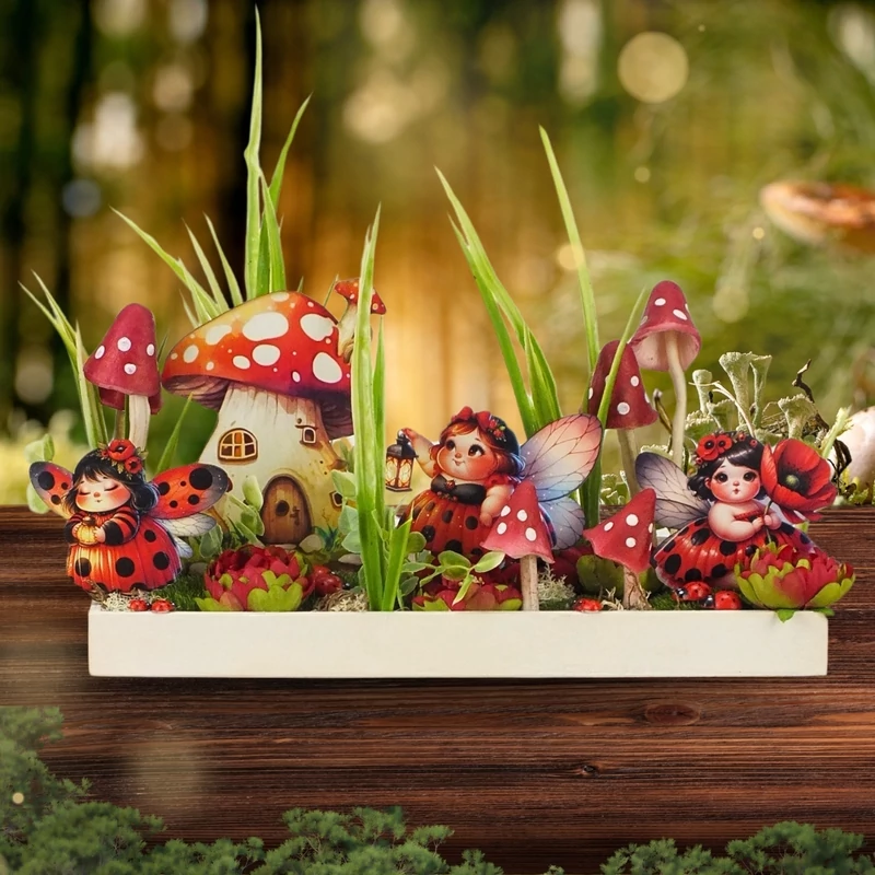 Nyomtatott dekorkarton - Katica tündérek 5db/csomag