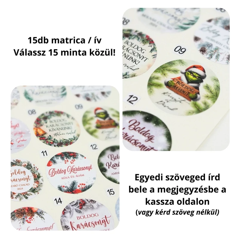 Matrica - Egyedi szöveggel ellátott, személyre szabott, karácsonyi matrica