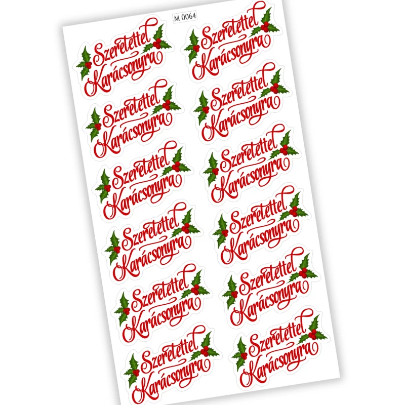 Matrica - Ajándékcsomagra matrica Szeretettel Karácsonyra 12db/lap