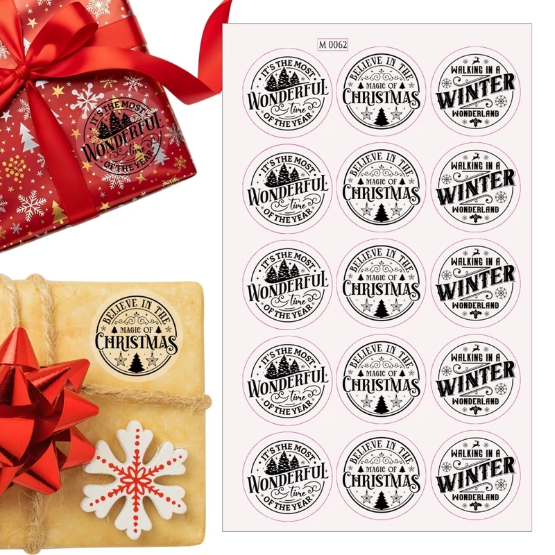 Matrica - Átlátszó karácsonyi matrica 15db/lap