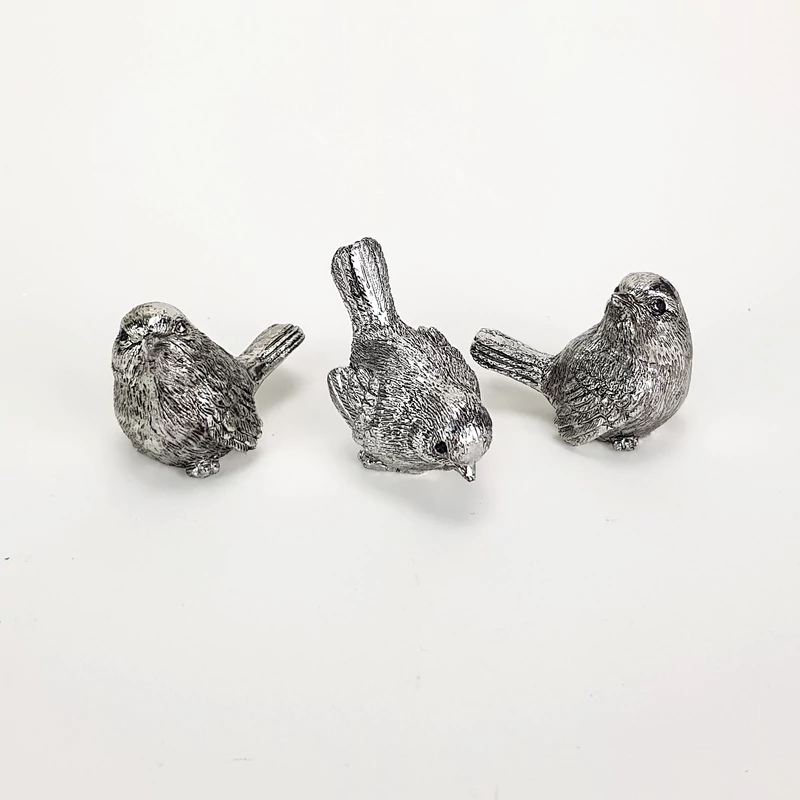 Ezüst madárka kicsi fém 4cm - 1db