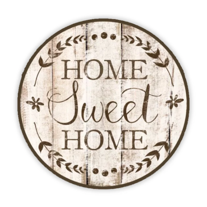 Nyomtatott fa tábla koszorú közép - Home Sweet Home 14,8cm