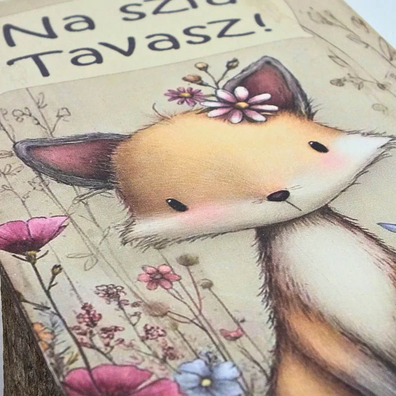 Nyomtatott fa tábla - Na szia Tavasz 13x24,3cm