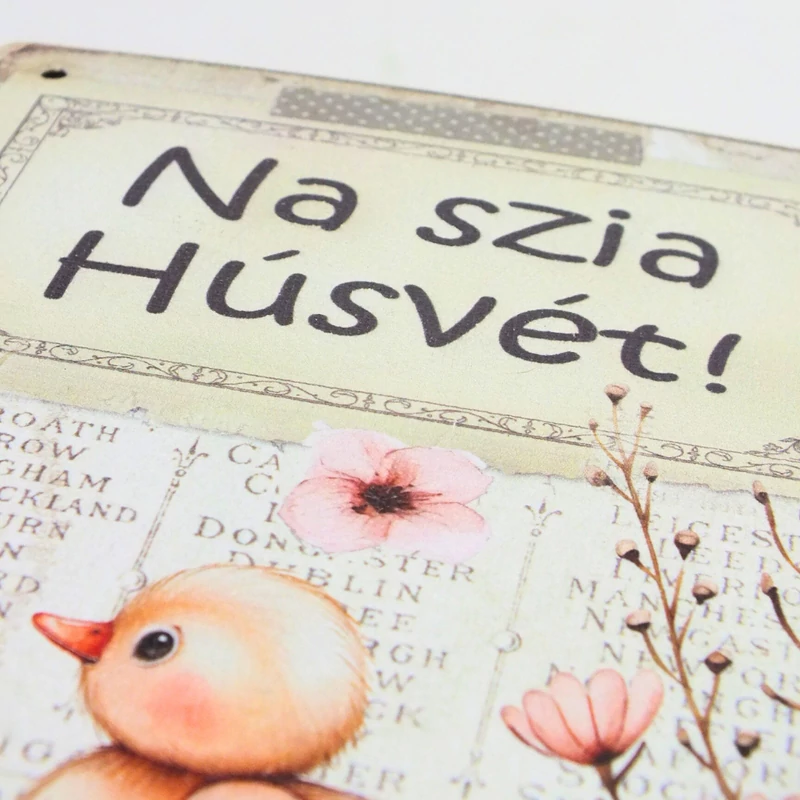 Nyomtatott fa tábla - Na szia Húsvét 13x24,3cm