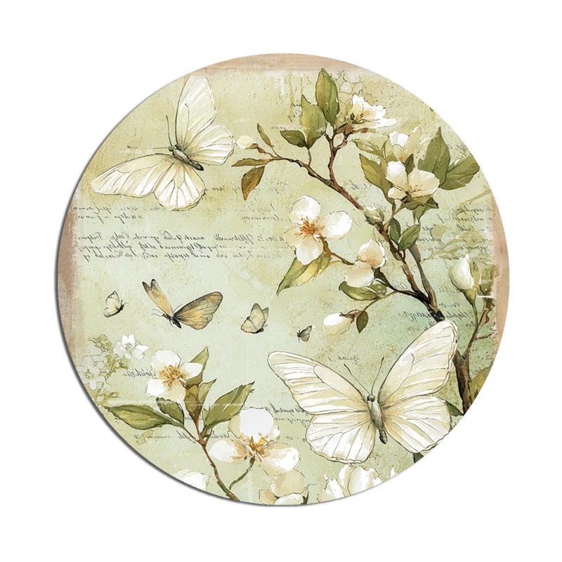 Nyomtatott fa tábla koszorú közép - Tav.zöld téma 11,8cm