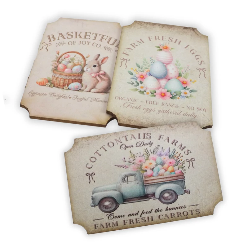 Nyomtatott dekorkarton - Húsvéti dekor táblák 3db/csomag