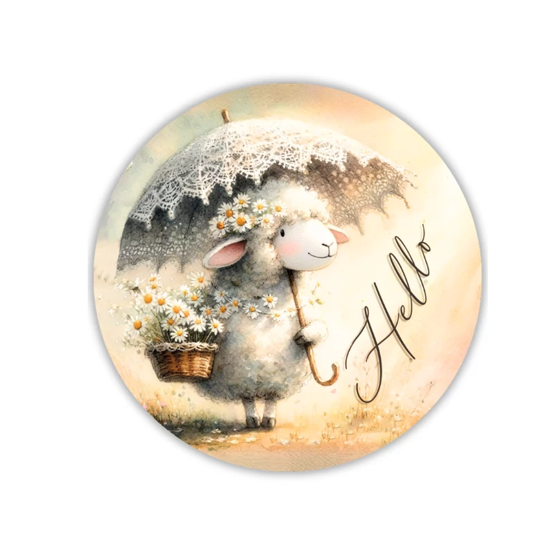 Nyomtatott fa tábla - Hello bárányos