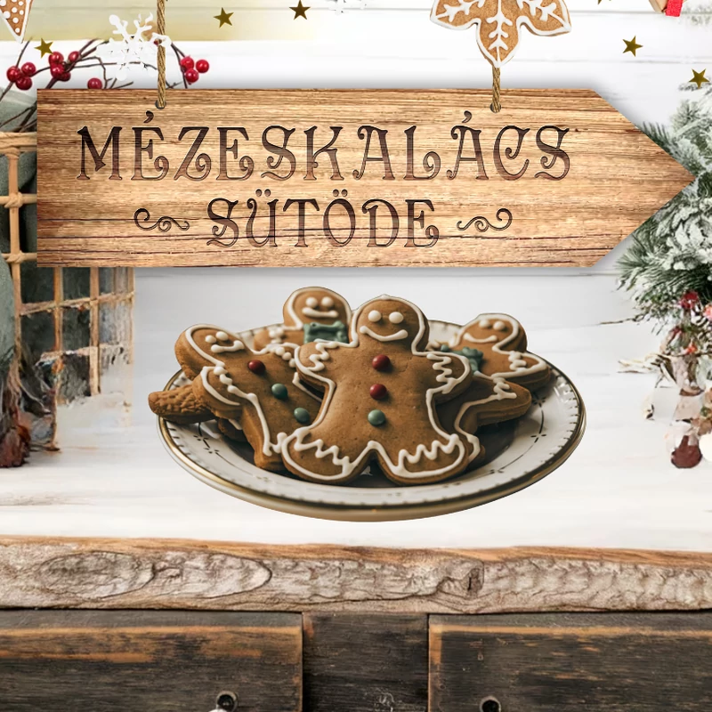 Nyomtatott fa nyíl - Mézeskalács sütöde 30cm