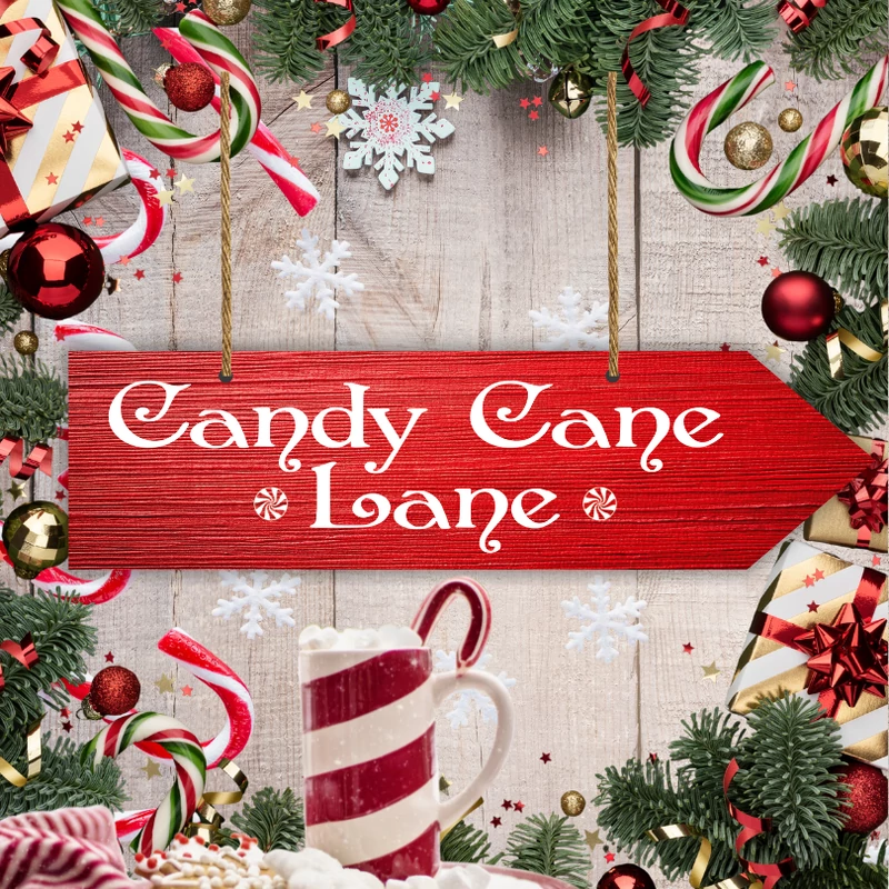 Nyomtatott fa nyíl - Candy Cane Lane 30cm