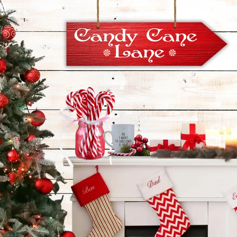 Nyomtatott fa nyíl - Candy Cane Lane 30cm