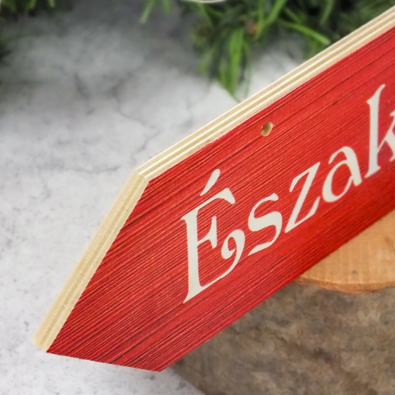 Nyomtatott fa nyíl - Északi sark piros 30cm