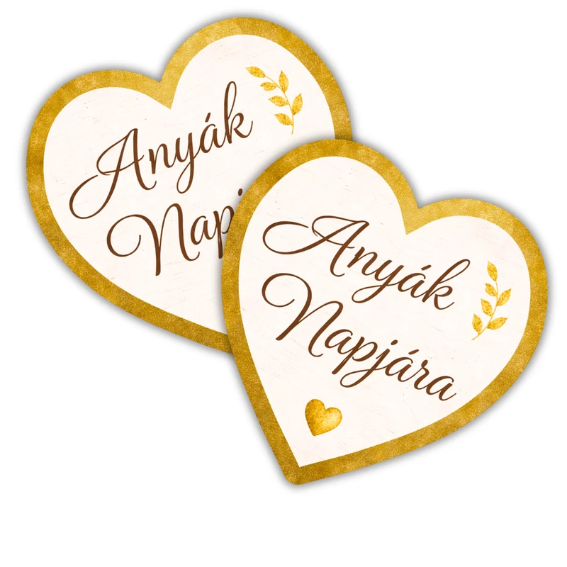 Nyomtatott fa tábla Anyák napjára arany szív