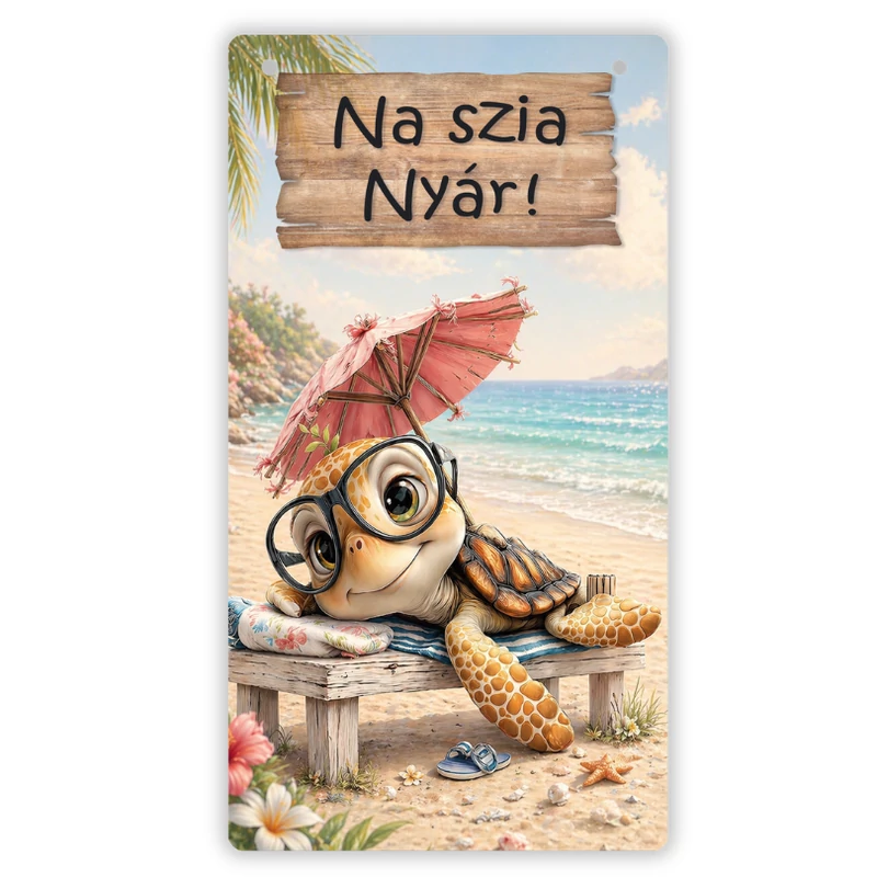 Nyomtatott fa tábla - Na szia Nyár 13x24,3cm saját gyártású