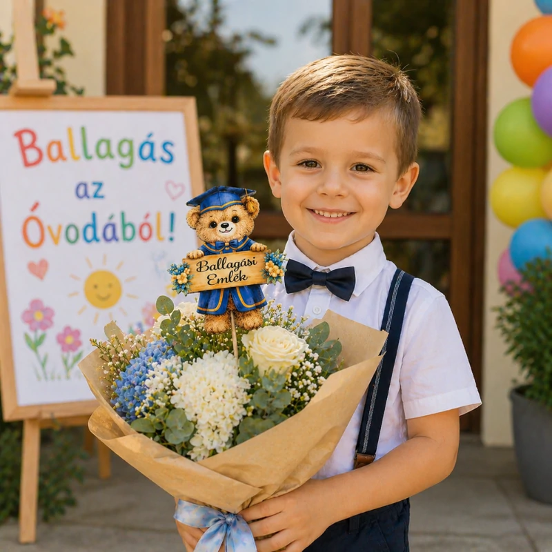 Nyomtatott dekorkarton - Ballagási maci 2db