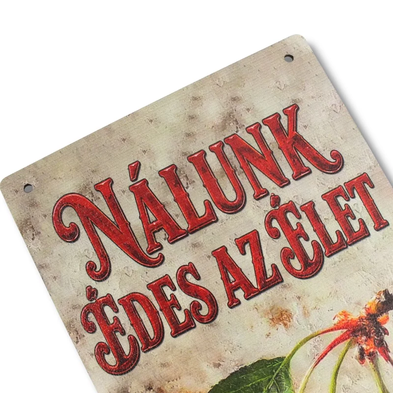 Nyomtatott fa tábla - Nálunk édes az élet 13x24,3cm