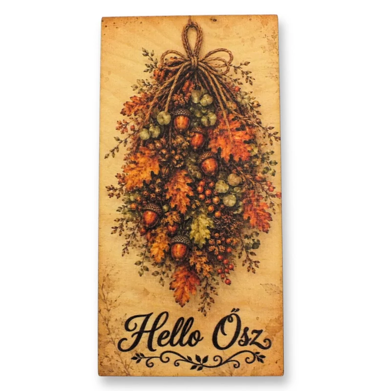 Hello Ősz fa tábla 8x16 cm