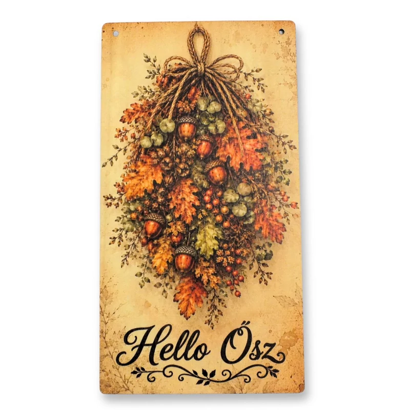 Hello Ősz akasztós fa tábla 13x24 cm