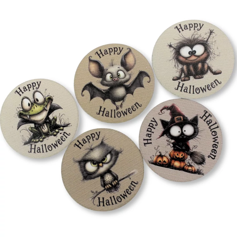 Nyomtatott fa tábla - Happy halloween szett 5db/csomag