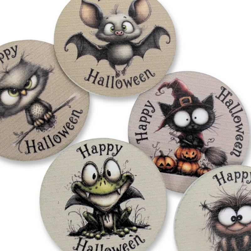 Nyomtatott fa tábla - Happy halloween szett 5db/csomag