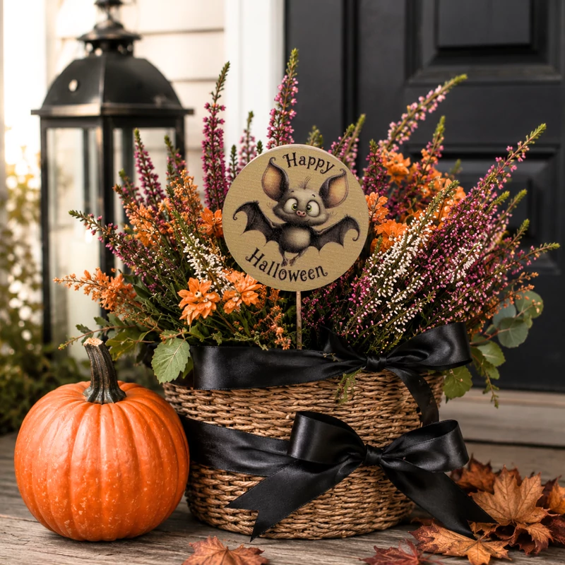 Nyomtatott fa tábla - Happy halloween szett 5db/csomag