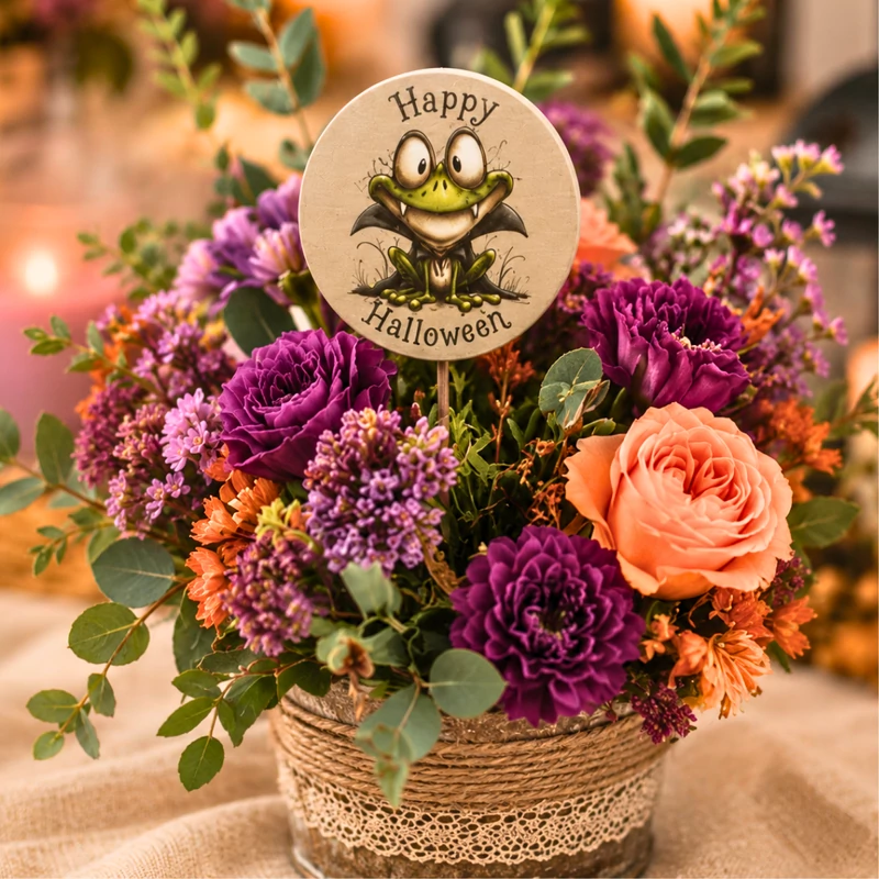 Nyomtatott fa tábla - Happy halloween szett 5db/csomag