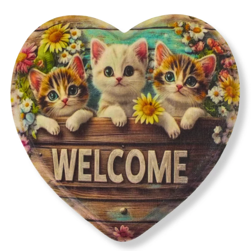 Natúr szív peremes - Cicás Welcome
