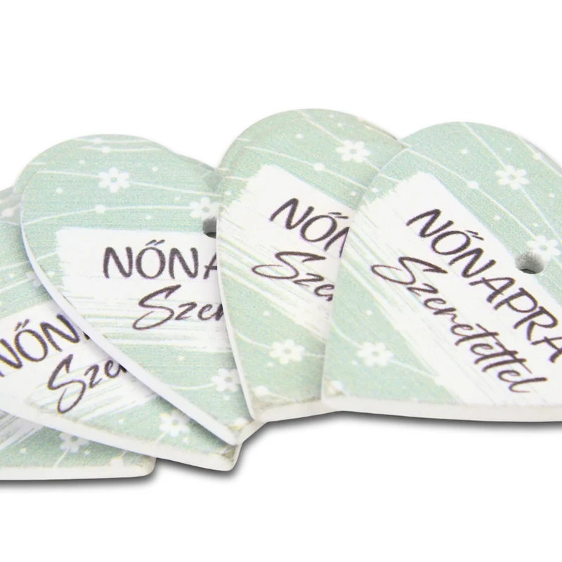 Nyomtatott fa tábla - Nőnapra - menta 4cm 5db