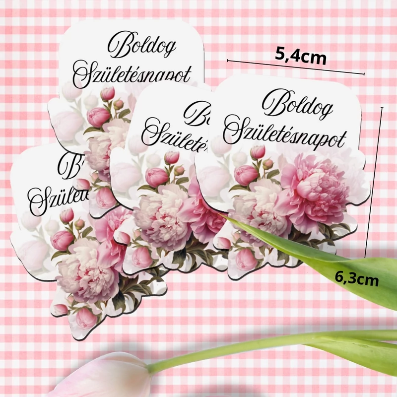 Nyomtatott dekorkarton - Boldog születésnapot virágos tábla - rsz 4db/csom