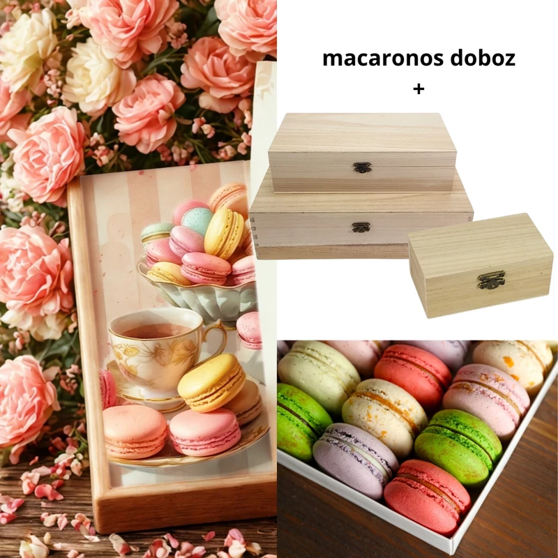 Nyomtatott fa tábla  - Macaronos táblák 3db/csomag
