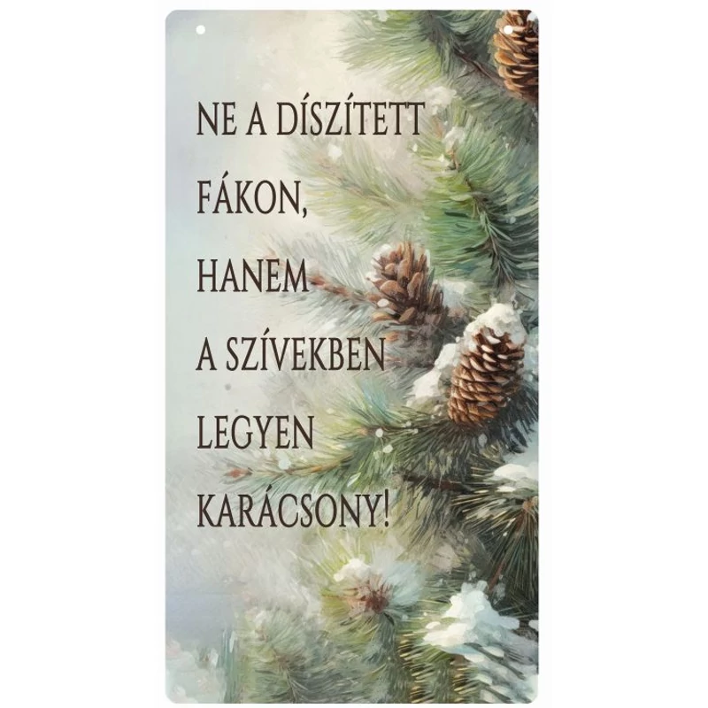 Nyomtatott fa tábla - Karácsonyi tobozos akasztós tábla