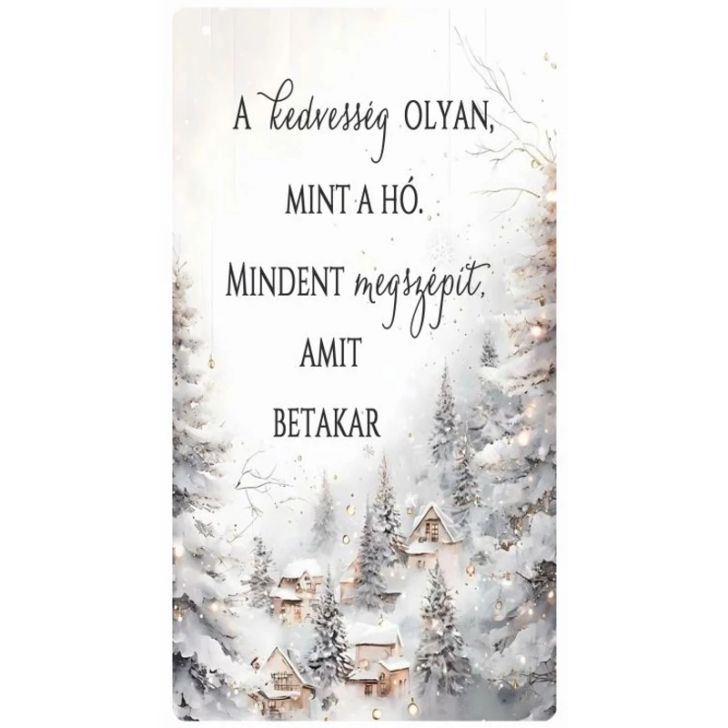 Nyomtatott fa tábla - Havas táj akasztós tábla