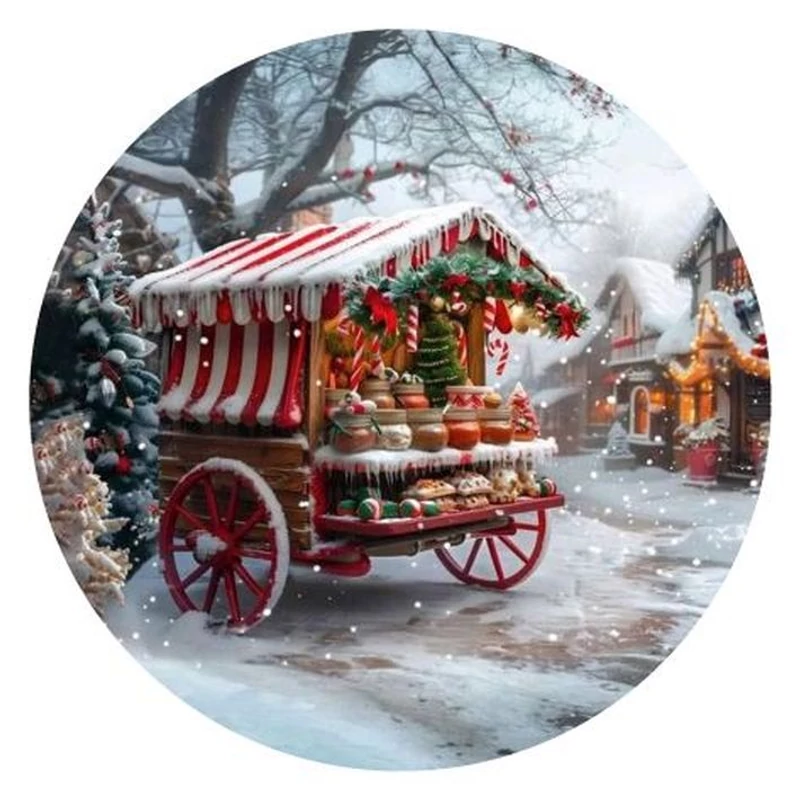 Nyomtatott fa tábla koszorú közép - Vásári szekér 11,8cm