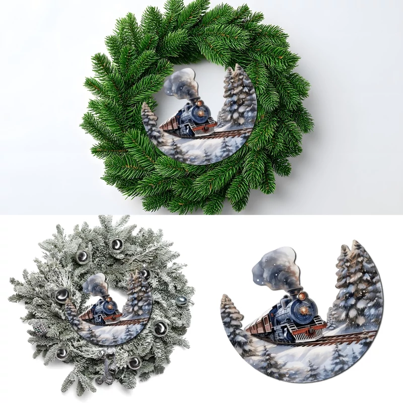 Nyomtatott dekorkarton - Félkoszorú közép - vonatos 10x11,8cm