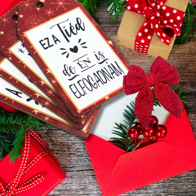 Nyomtatott dekorkarton - Ajándék kísérő táblák humoros 4db/csomag