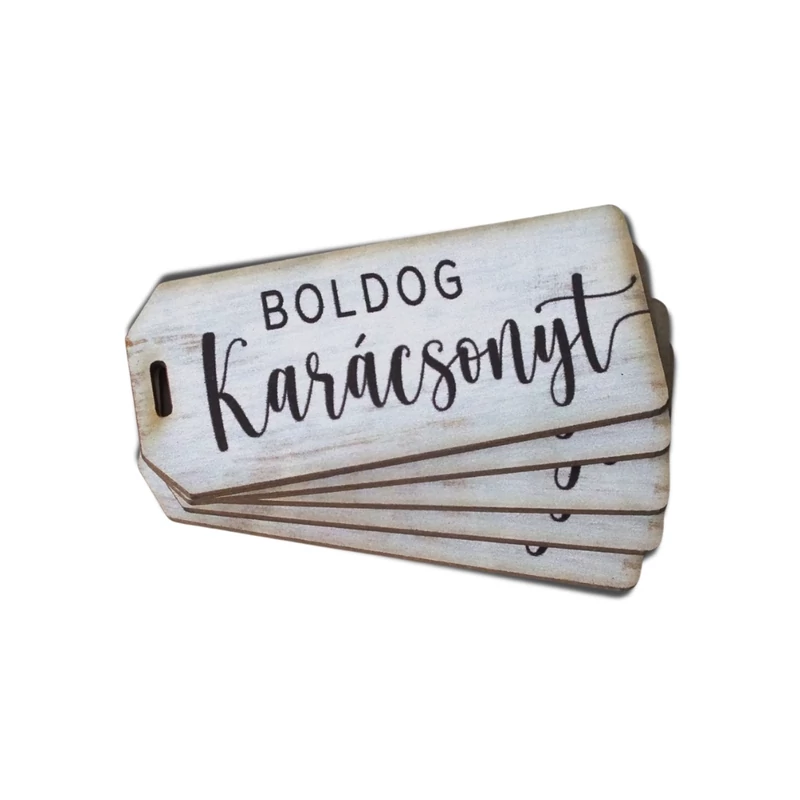 Nyomtatott dekorkarton - Boldog karácsonyt biléta 5db/csomag