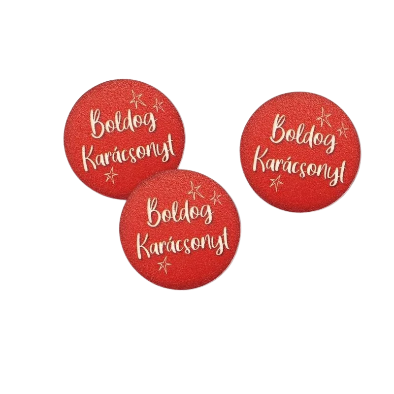 Nyomtatott fa tábla - Boldog Karácsonyt tábla 3db/csomag Piros/Fehér