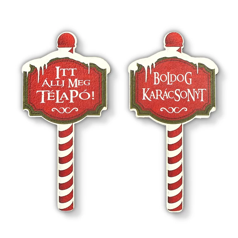 Nyomtatott fa tábla - Karácsonyi megállító táblák 2db