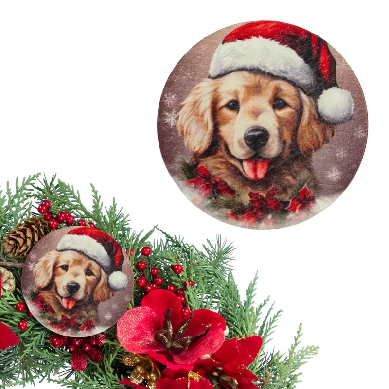 Nyomtatott fa tábla - Karácsonyi golden retriever 3db/csomag