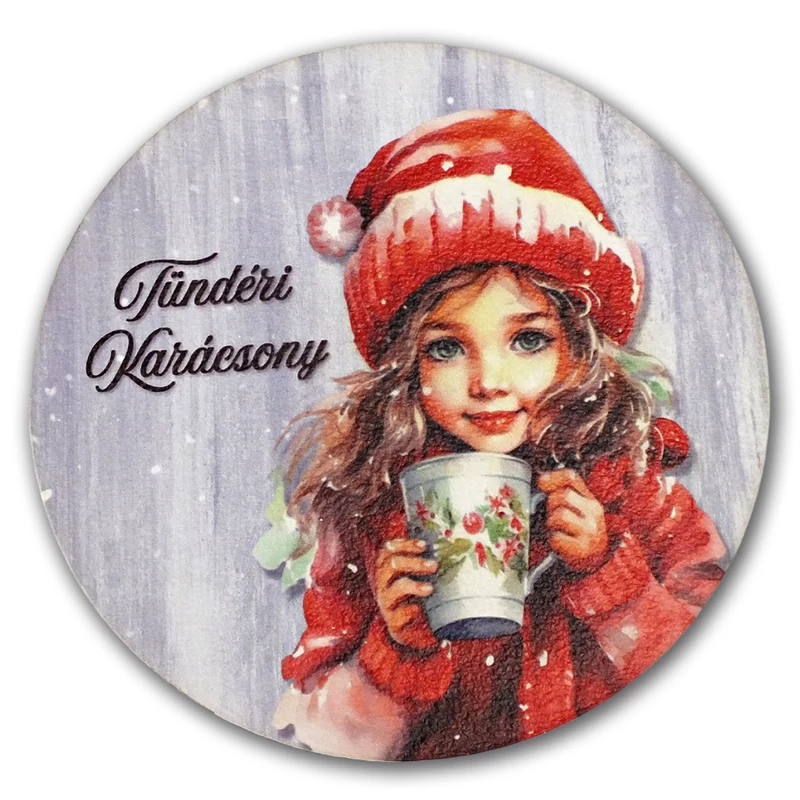 Nyomtatott fa tábla koszorú közép - Szarvas és őzikék 14,8cm