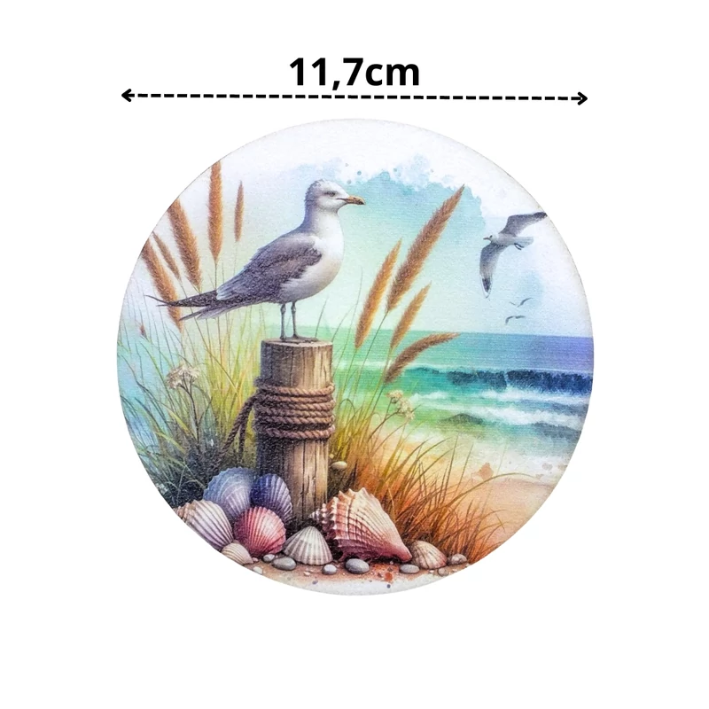 Nyomtatott fa koszorú közép - Tengerpart 11,8cm