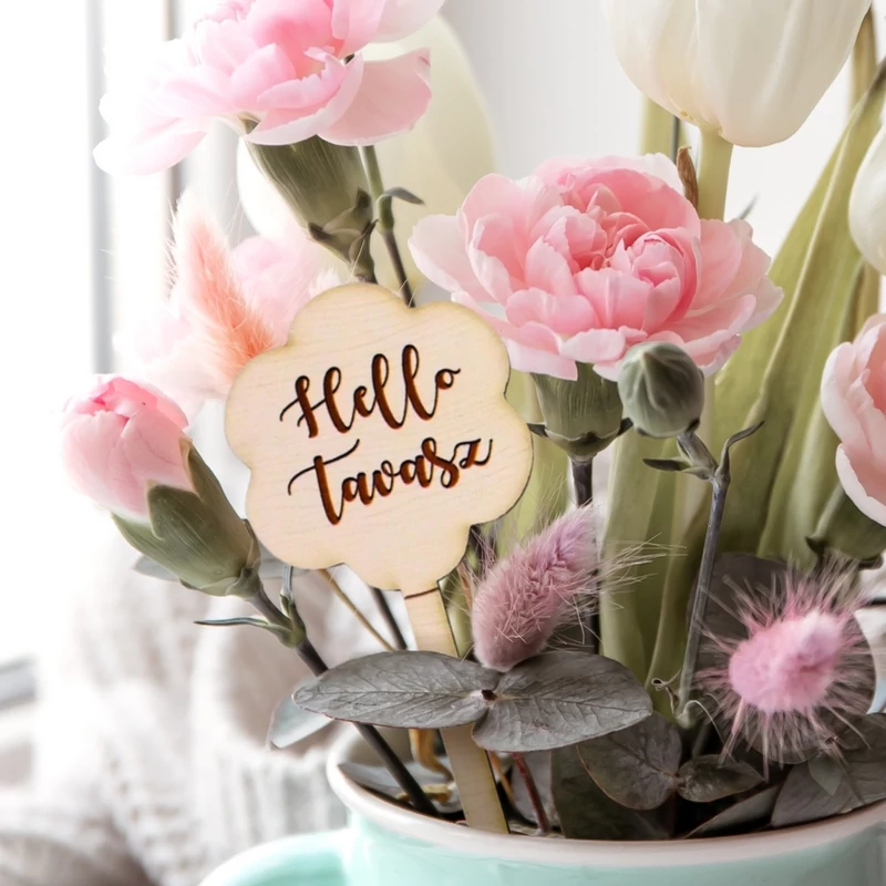 Nyomtatott dekorkarton - Hello tavasz beszúrós táblák vegyes színek 6db/cs