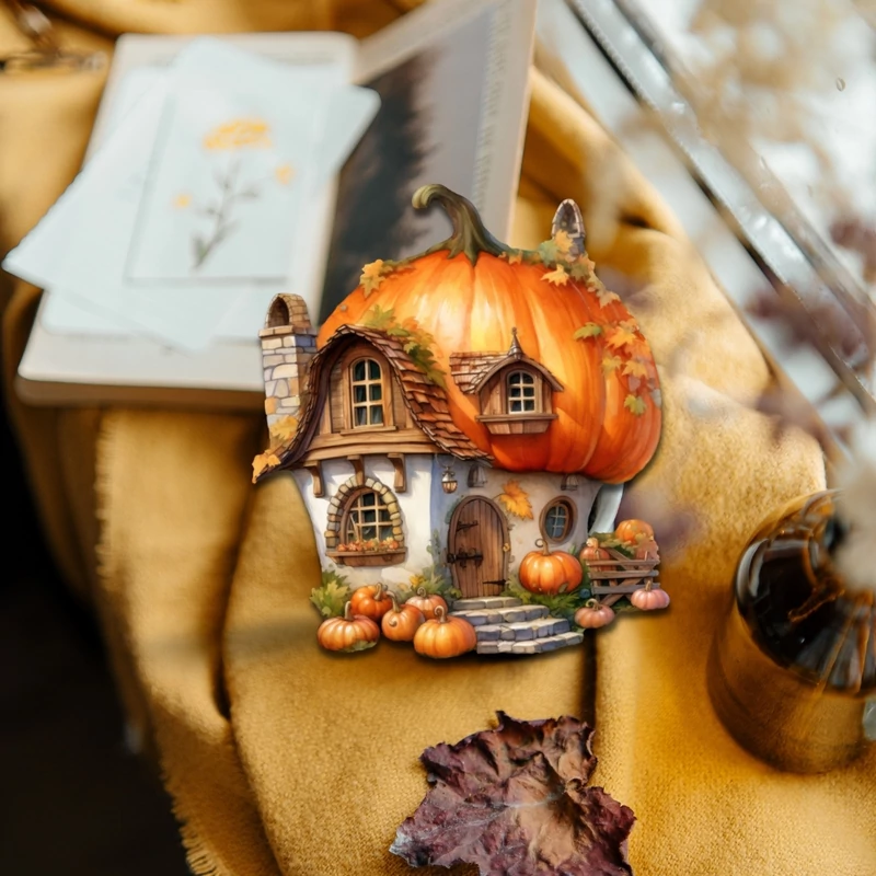 Nyomtatott dekorkarton - Ház tök tetővel 13,5cm