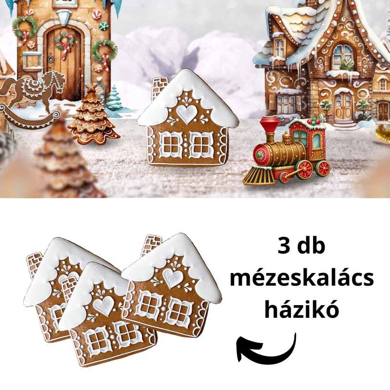 Nyomtatott dekorkarton - Mézeskalács kunyhó 3db/csomag
