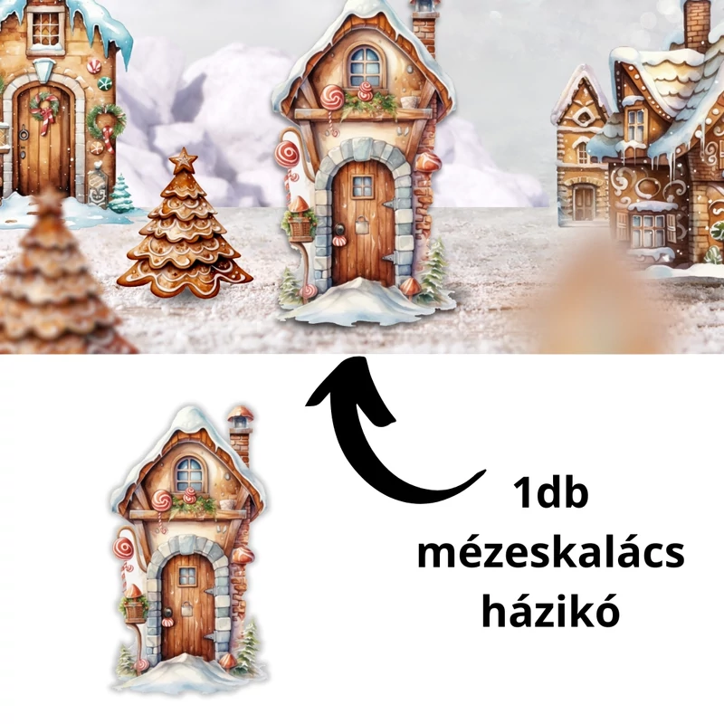 Nyomtatott dekorkarton - Mézeskalács ajtó - cukorkás