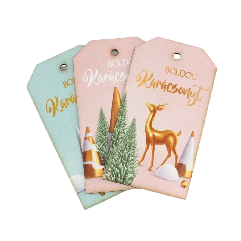 Nyomtatott Pasztell-arany Boldog karácsonyt biléta 3db/csomag