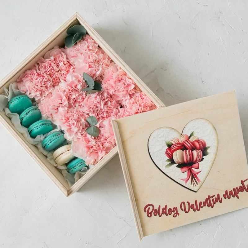 Nyomtatott dekorkarton - Szív táblák 3db/cs Macaron csokor